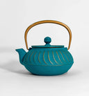 Wave Teapot Turquoise with Gold Handle