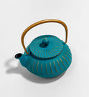 Wave Teapot Turquoise with Gold Handle